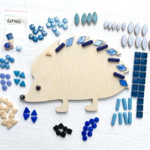 turtle and moon blue hedgehog mosaic craft kit contents