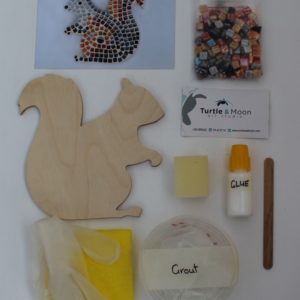 turtle and moon squirrel mosaic craft kit contents